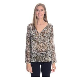 Zara sheer snakeskin top animal print loose fit blouse casual XS grey green
